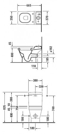 Унитаз (компакт) с крышкой и бачком, Duravit