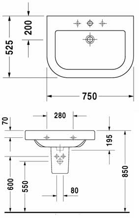 раковина Duravit Happy D 041775