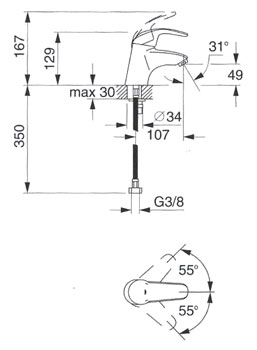 GROHE 33467001 германия смегитель для умывальника