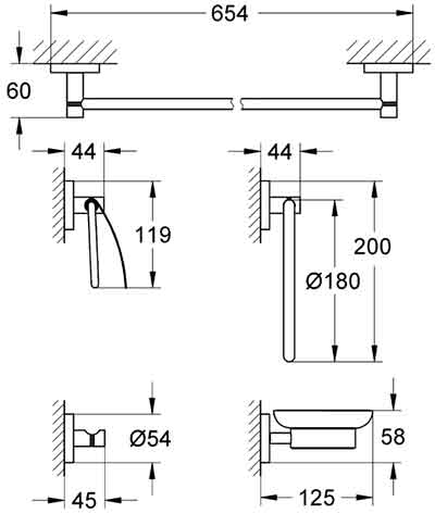 набор аксессуаров Grohe Essentials 40344001