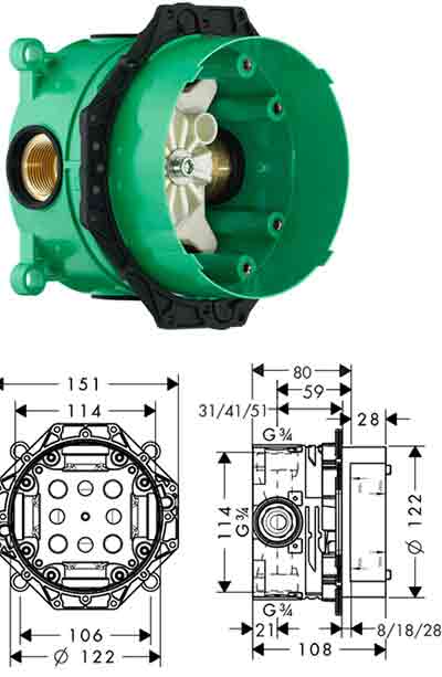 скрытая часть Hansgrohe 01800180