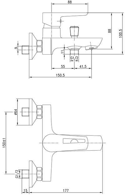 смеситель для ванны Imprese Breclav 10245