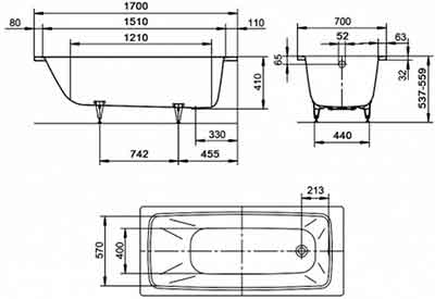 ванна стальная Kaldewei Саyono 170х70 mod. 749