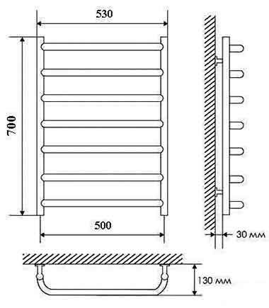 полотенцесушитель Ларис Стандарт Р7 500х700