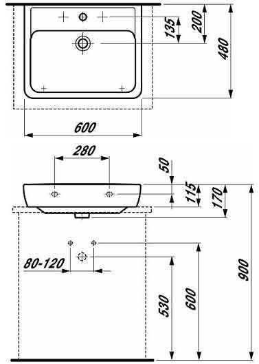 раковина накладная Laufen Pro 1795.2