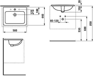 раковина врезная Laufen Pro B 1396.1