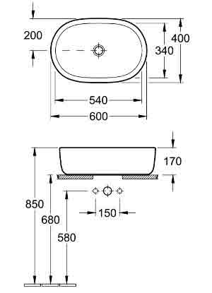 раковина на столешницу Villeroy&Boch 41266001