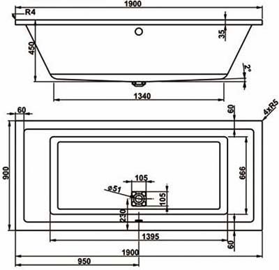 ванна акриловая VagnerPlast VPBA190CAV2X