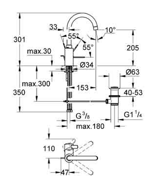 Grohe 32830 смеситель высокий для раковины