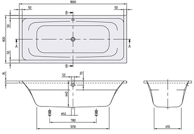 ванна 180х80 см Avento UBA180AVN2V