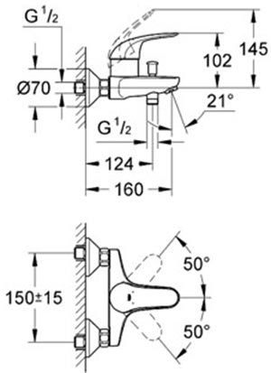 смеситель для ванны Grohe Euroeco 32743