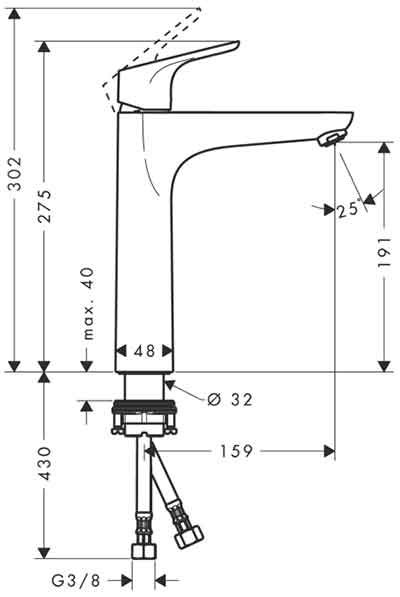 смеситель для раковины высокий Hansgrohe Focus 31518