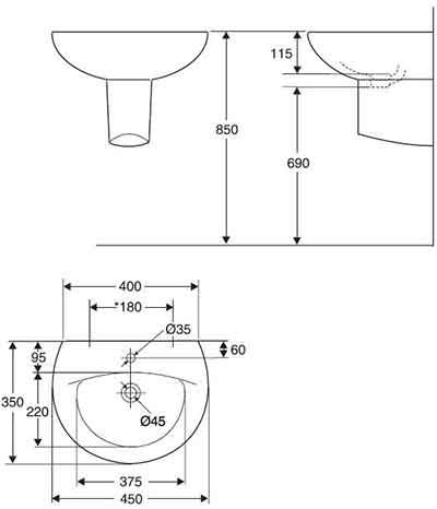 раковина Jacob Delafon Patio E4152