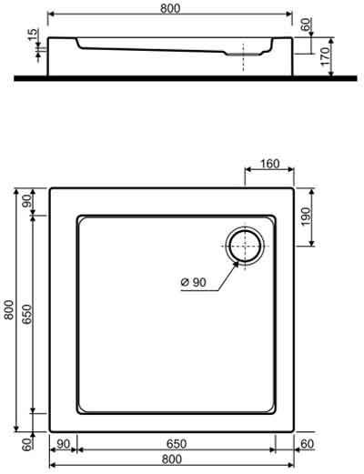 Поддон квадратный акриловый Kolo Simplo XBK0680