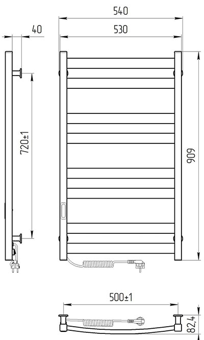 Laris 73207620 черный матовый полотенцесушитель