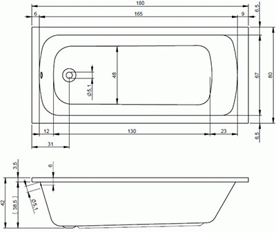 ванна акриловая 180х80 см Riho Rima BB32