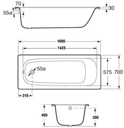 ванна стальная Roca Contesa 160 см