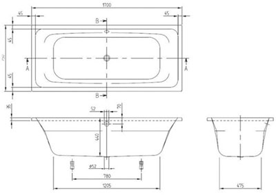 ванна 170х75 см Avento UBA170AVN2V