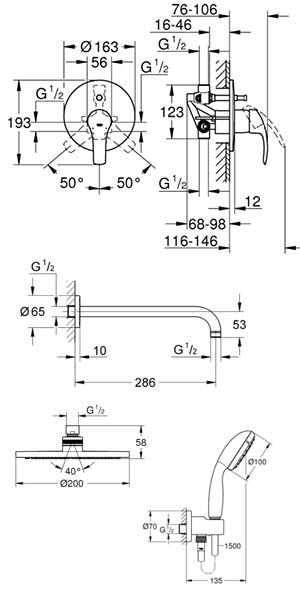 Grohe 25183004 душевая система скрытого монтажа