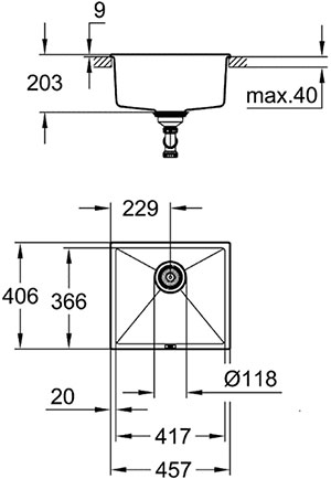 Grohe EX Sink 31653AP0 K700 Undermount