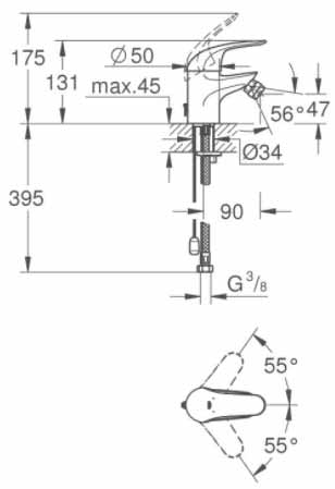 Grohe 32882000 EuroEco Для биде смеситель