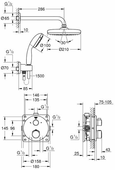 Grohe 34727 000 душевая система с термостатом