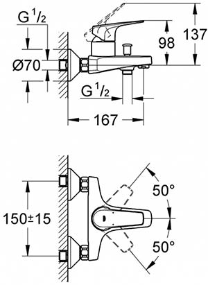 смеситель для ванны Grohe BauFlow 23756