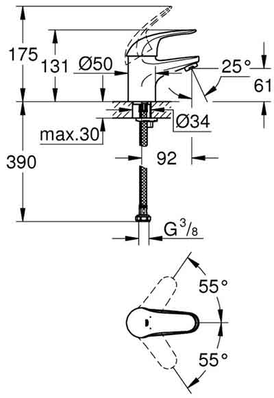 Grohe Euroeco 32734 смеситель для раковины