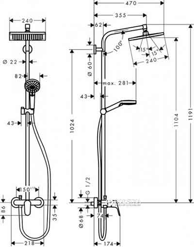 душевая система Hansgrohe 27284000