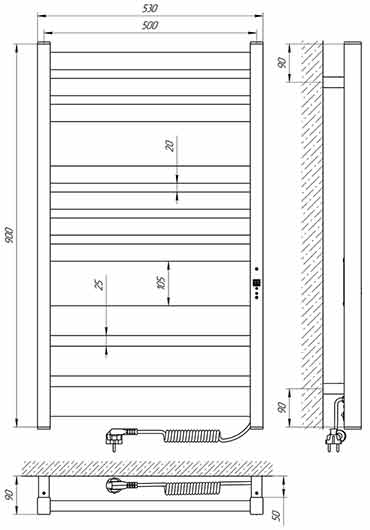 Laris 75201092 полотенцесушитель черный матовый