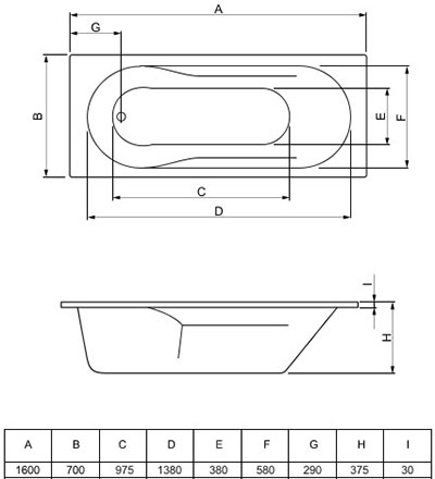 ванна PoolSpa Лена 160 см