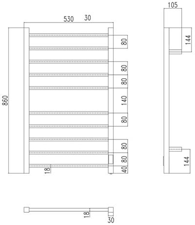 черный полотенцесушитель квадратный QT Evia 11121S