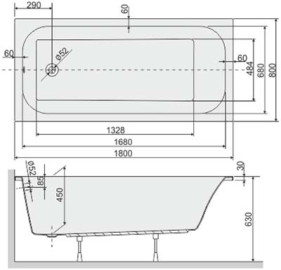 Sanplast ванна 180х80 см акриловая