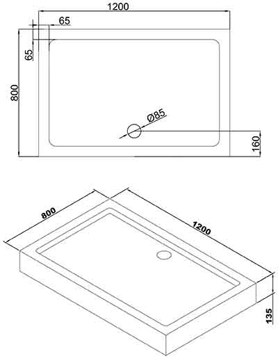 поддон 120х80 см Volle Libra 10-22-908tray акрил