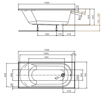 ванна акриловая Kolo Opal Plus XWP1350