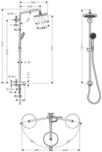 душевая система Hansgrohe Croma 27224