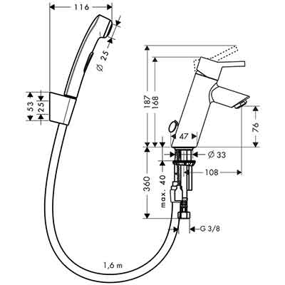 смеситель с бидеткой Hansgrohe Talis S2 32140 смеситель с бидеткой Hansgrohe Talis S2 32140