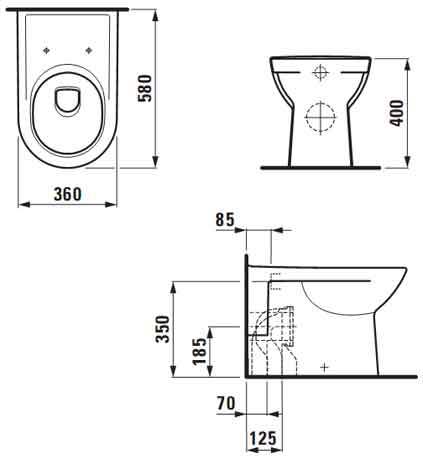 Laufen PRO 22951 унитаз напольный консольный