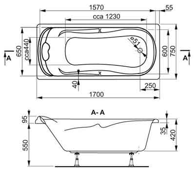 ванна VagnerPlast Charitka 170 см VPBA170CHA2X