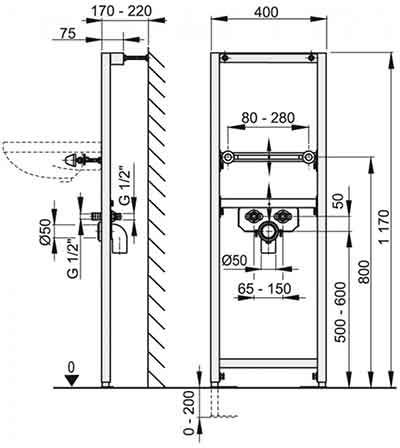 инсталляция для раковины Alca Plast A104/1200