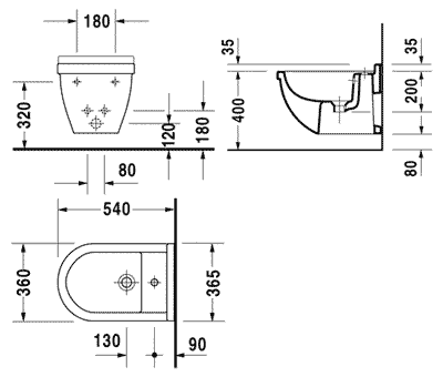 размеры схема Duravit Starck 3 223015