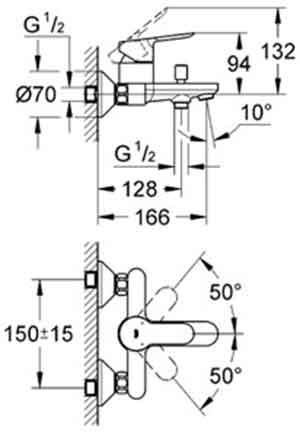 смеситель для ванны Grohe Bau Edge 32820