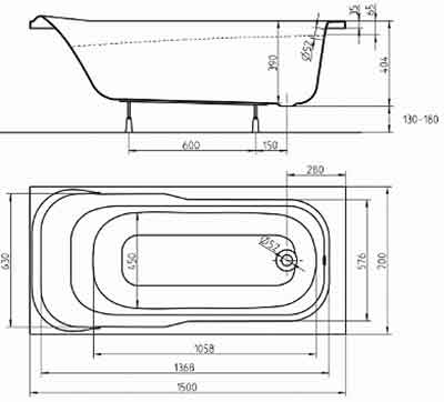 ванная акриловая Kolo Sensa 150 см