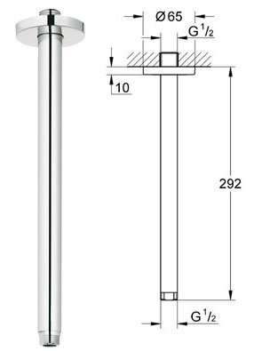 Grohe 28368 потолочный душевой кронштейн