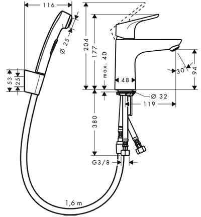 смеситель с бидеткой Hansgrohe Focus 100 31927