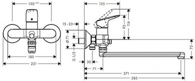 смеситель для ванны Hansgrohe Logis 71402000