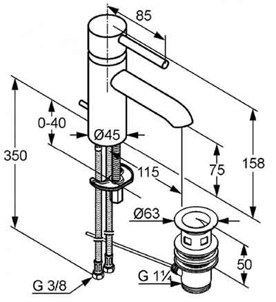 смеситель для раковины Kludi Bozz 382910576