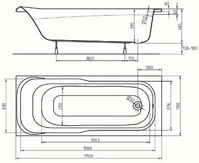 ванна акриловая Kolo Sensa 170 см