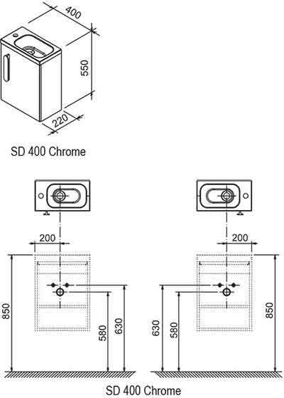 тумба с раковиной Ravak Chrome 40 см