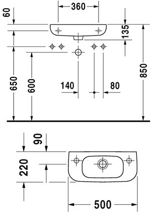 мини раковина Duravit D-Code 07065